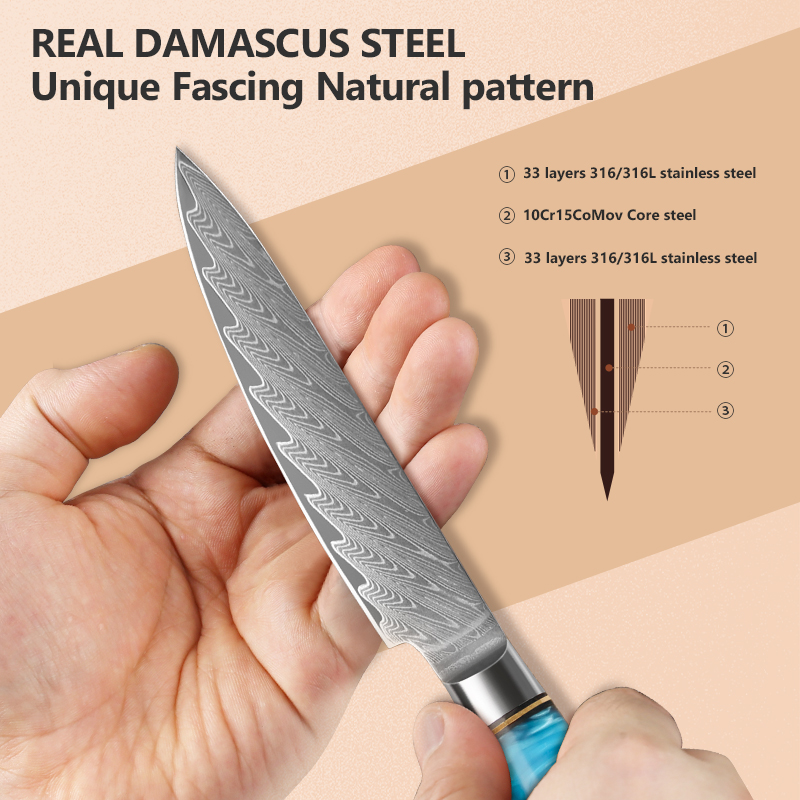 5-Inch Utility Knife Damascus  - Japanese Knife ulasan dan harga