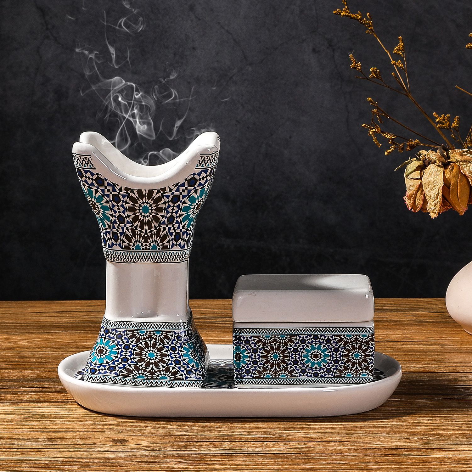 Arabic Ceramic Printed Four-co - Incense Holder ulasan dan harga